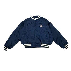 Vintage 1990s Big Mufflers MBA Nylon Jacket Made in USA Navy Snap Front